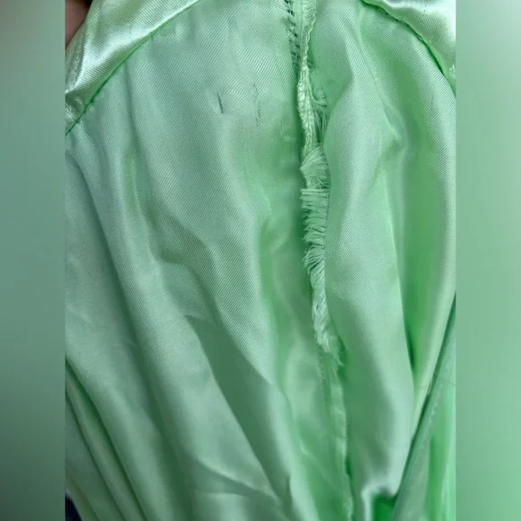 Sherri Hill Formal Prom Dress Sequin Beaded Chiffon Green Strapless Size 14 - Picture 9 of 10